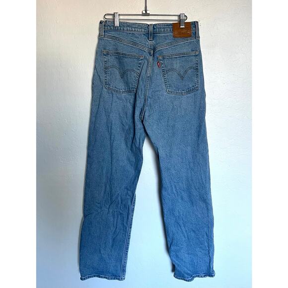 Levi's Jeans Womens Sz 30 Ribcage Straight Blue Cotton Denim High Rise - Picture 4 of 9